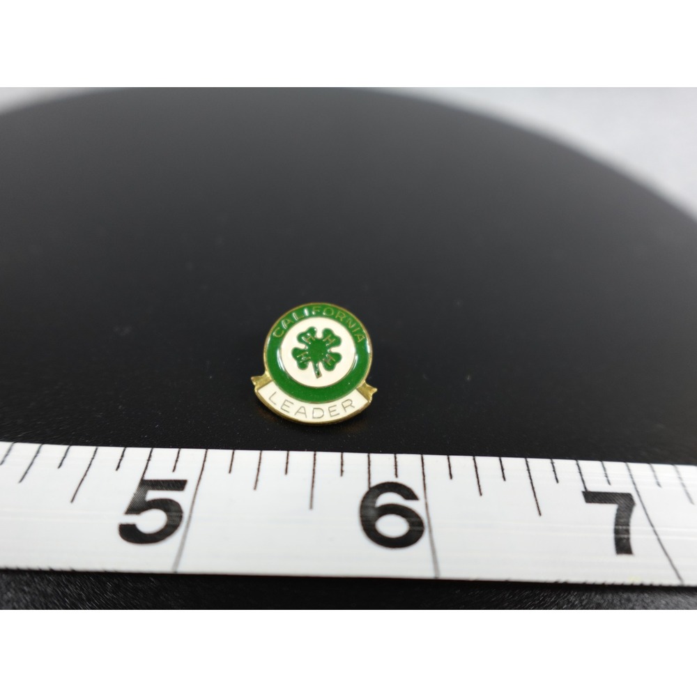 California Leader 4H Clover Enamel Lapel Pin Brass Metal